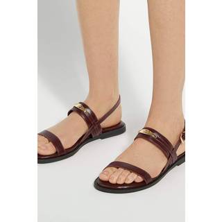 Dune London Dune London Burgundy Red Litton Branded Plate Flat Sandals