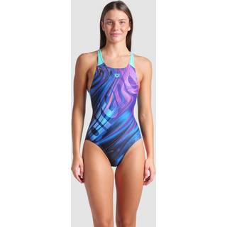 Arena Women's Flow Swimsuit V Back LB Badedragt Damer størrelse 36 farve blå