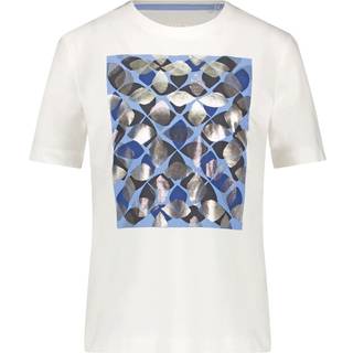 T-shirt m Abstrakt Print - Off White & Blue