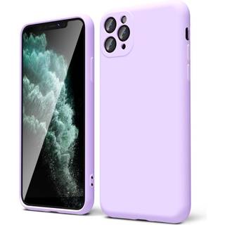 Oakxco för iPhone 11 Pro Max Phone Case Liquid Silicone Thin Slim Soft Rubber Gel Tpu enkel täckning för kvinnor tjej söt matt fast färg lila lav