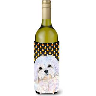 Caroline's Treasures SS4275Literk Maltese Candy Corn Halloween Portrait Wine Bottle Hugger Bottle Cooler Sleeve Hugger Machine vaskbar sammenfold
