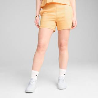 Women&#39;s Puma ESS Small No. 1 Logo 5&#34; High-Waist Shorts, Orange, Size L, Clothing - Almost Apricot - L