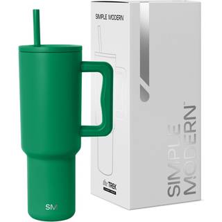 Enkel moderne 40 oz tumbler med h?ndtag og halm l?g | Isoleret kop genanvendelig rustfrit st?l Vandflaske rejse krus Cupholder Brug | Gaver til k