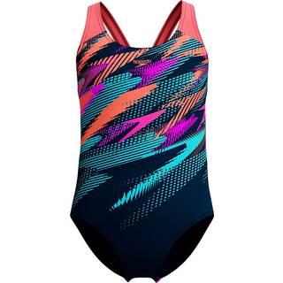 Girls' Digital Placement Splashback Swimsuit DarkTeal/Coral - Blue