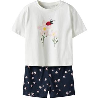 Name It Name It White Floral Short Sleeve T-Shirt & Shorts Set