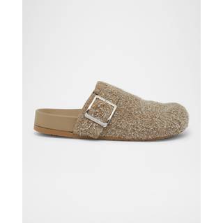 Loewe Ease Buckle brushed suede mules - beige - EU 37