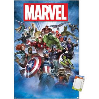 Trends International Marvel Comics - Group Shot Wall Poster 14.725 """" X 22.375 """" Premium Poster & Mount Bundle