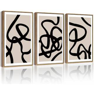 PHOPAGO sorte linjer abstrakt vgkunst blkvask Minimalistisk indrammet lrredsmaleri kunstvrk 11x14 tommer naturlig indrammet