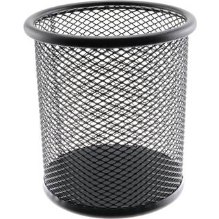 Ruiling 1-Pack Mesh Pen Holder Round Shape Pencil Container Multipurpose Metal Hollow Out Desktop Storage Organizer til Student Papiry Office Sup