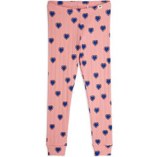Mini Rodini GOTS Outlined Hearts Aop Leggings Pink 128/134 cm  Lyserød  128/134 cm  Unisex