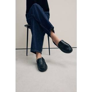Next Black Forever Comfort Leather Round Toe Driver Loafers