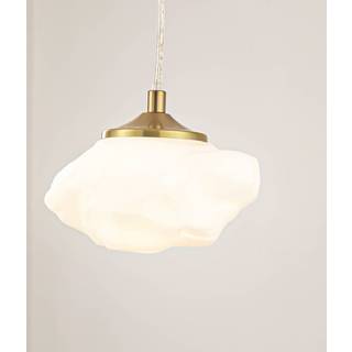 Lindby hængelampe Piatra, opal/messing, glas, Ø 16 cm, G9