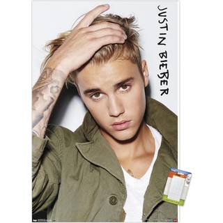 Trends International Justin Bieber - Eyes Wall Poster 14.725 """" X 22.375 """" Premium Poster & Mount Bundle