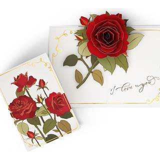 LovePop Valentines Day Card for Hem - 3D Sweet Romantic Pop -Up Cards - Roses - 5 """" X 7 """" - Blank Notecard & Convolut inkluderet