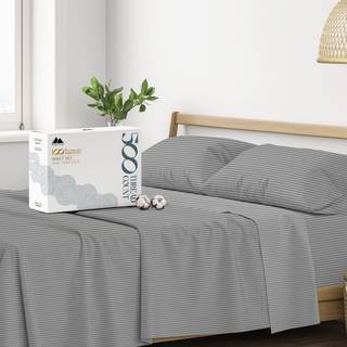 Mayfair linned 100% bomuld stribet lagner King Size - 500 tr?dantal 4 stykker 100% bomuld lagner til kingsize-seng 16"""" Deep Pocket King Size Dam