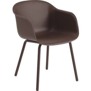 Muuto, Fiber Outdoor Stol med armlæn Brown Red