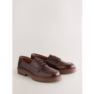 Next Tan Brown Standard Fit Forever Comfort Leather Chunky Lace-Up Boat Shoes
