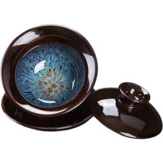 Sizikato ovn glaseret keramisk gaiwan teacup kung fu te cup og tallerken med låg. 5 oz