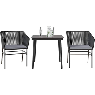 7 Dele Spisebordssæt Til Haven M. Hynder Polyrattan Glas - 2 / Sort / 80 x 80 x 74 cm