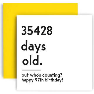 Huxters Funny Birthday Card - Happy 97th Birthday Card Day Counting Funny Card for Women and Men - Thick Eco Friendly Paper 148mm med 148 mm Uniq