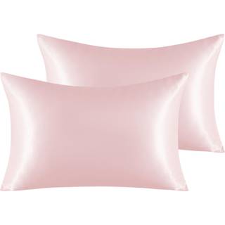 NTBAY 2 Pack Satin Queen Pillowcases til hår og hud luksuriøse og silkeagtige pudebetræk med konvolutlukning 20x30 tommer lyserosa