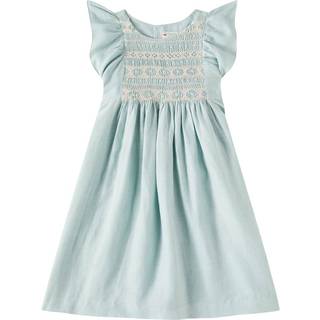 Bonpoint Emeraude embroidered linen dress - blue - Y 4