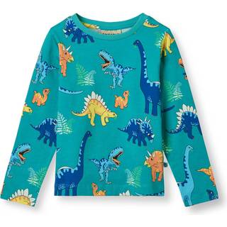 Småfolk Dinosaurs Langærmet T-shirt Teal 3-4 Y  Grøn  3-4 år  mand