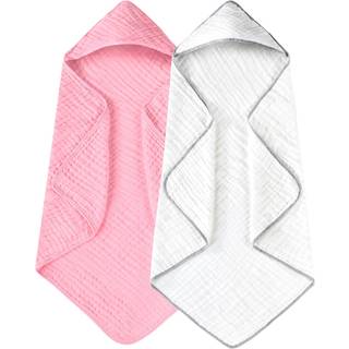 Yoofoss huvträning för Newborn 2 Pack 100% Muslin Cotton Baby Bath Handduk med huva för spädbarn Spädbarn och barn stora 32x32 tum mjuka och abso