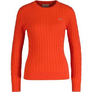 GANT Dame Crewneck sweater af strækbomuld med kabelstrik (L)