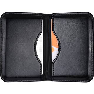 Wisdompro visitkortholder 2 -sidet pu l?der folio lomme slank navn kort tegnebog taske med magnetisk lukning for m?nd og kvinder - sort