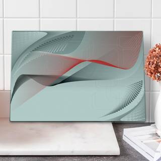 Lunarable Abstract Cutting Board Modern Digital Composition Med Geometric Elements Squares Dots Curves Waves Decorative Hærmet Glass Cutting and