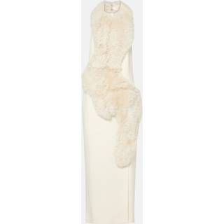 Toteme Shearling-trimmed cady midi dress - white - S