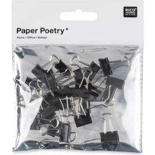 Paper Poetry Foldback Klammern schwarz 15mm 24 Stück - Schwarz