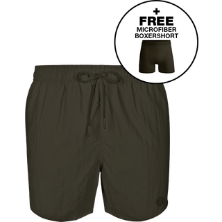 Heren Zwembroek Legergroen + Gratis Microfiber boxershort