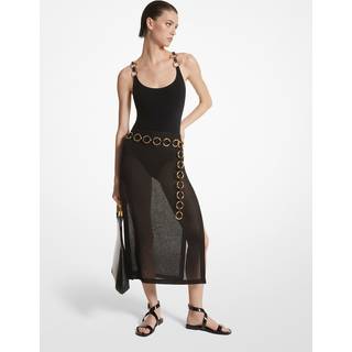MK Linen Gauze Slit Skirt - Black - Michael Kors - EU38