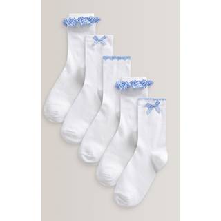 Next Blue 5 Pack Cotton Rich Gingham Ankle School Socks