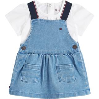Denim Pinafore Dress And T-Shirt Set