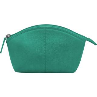 Ili New York ægte læderkosmetisk pose - RFID -blokerende læder makeup taske til pung med top lynlås og indvendig lynlås perfekt som en kompakt og