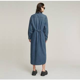 Long Tab Shirt Dress - Medium blue - Women