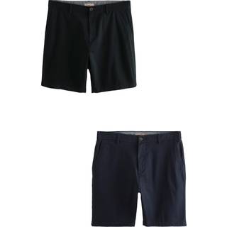 Next Black/Navy Straight Fit Stretch Chino Shorts 2 Pack