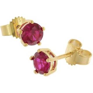 trendor 68737 Damen-Ohrringe 925 Silber Vergoldet Ohrstecker Rot