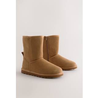 Next Tan Brown Suede Faux Fur Lined Midi Boots