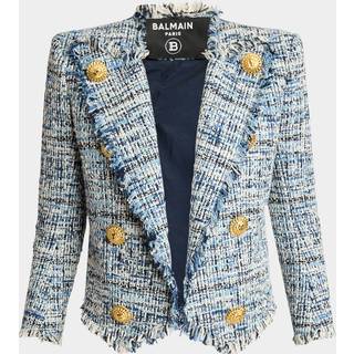 Balmain Side To Side denim tweed spencer jacket - blue - XL