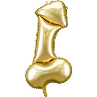 Folieballon Penis Guld 46x88 cm med Sugerør – Garanti for smil og festglæde