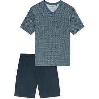 Schiesser Herren Pyjama grau Jersey-Baumwolle unifarben