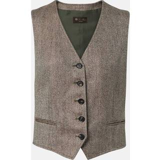 Loro Piana Teodoro chevron linen vest - brown - XL+