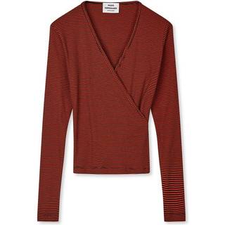 2x2 Cotton Stripe Susi Bluse, Fiery Red/Black, XL
