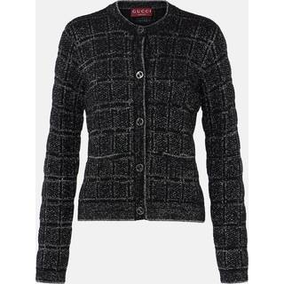 Gucci Checked wool-blend lamé cardigan - black - XS