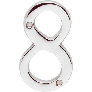 St?bt solid messing 3 7/8 """" Adressehusnummer '8' Chrome | Renovators forsyning