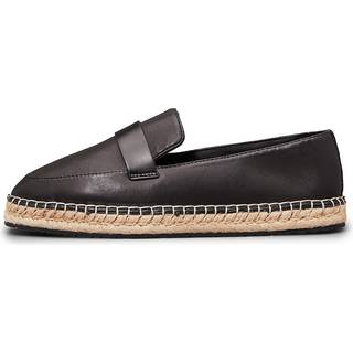 Leather Espadrille Loafers - Black - 41